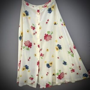 Cream Floral Button Skirt